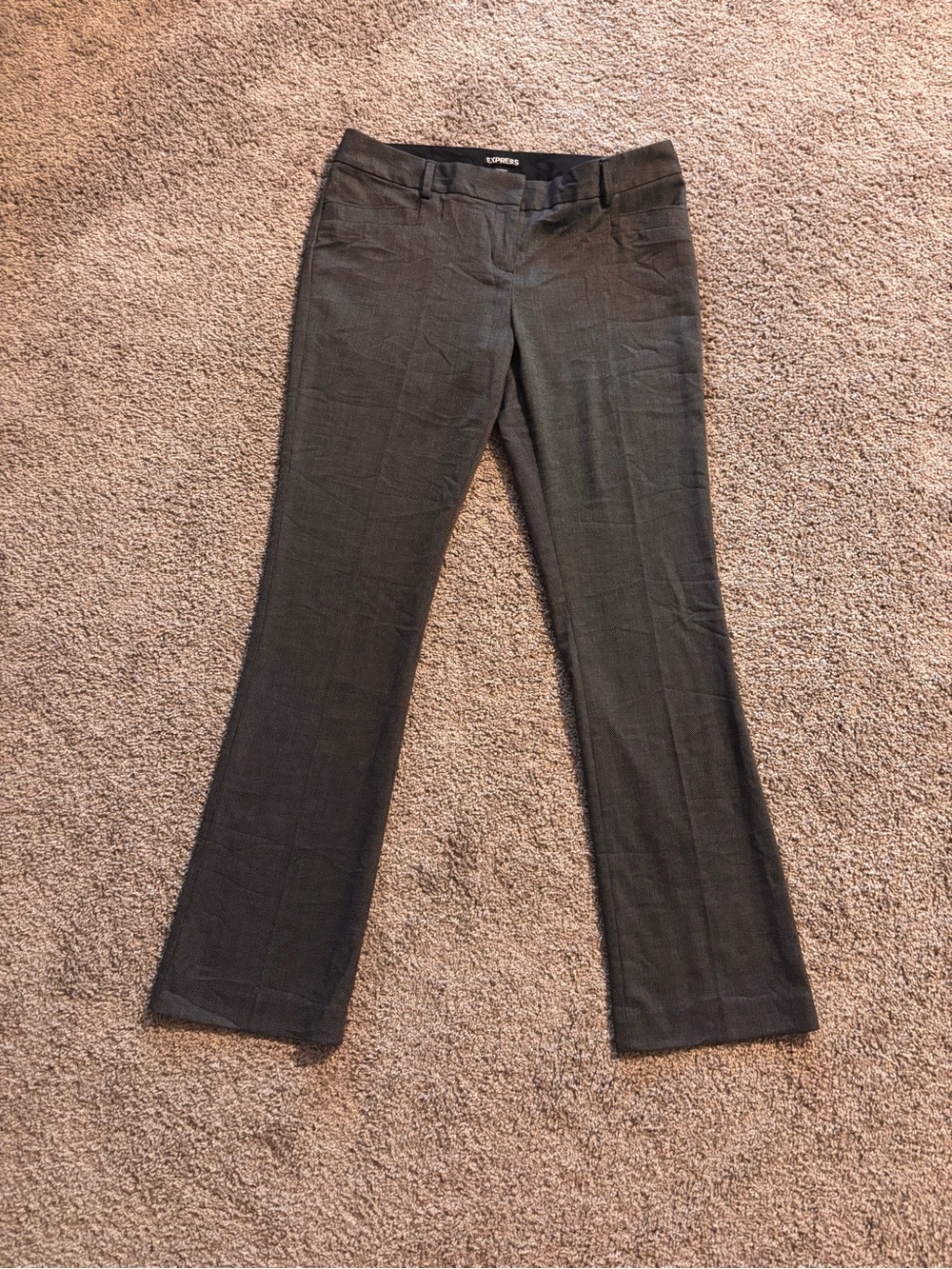 Express Columnist Women's Black w/ Small White Dots Bootcut Pants -8R